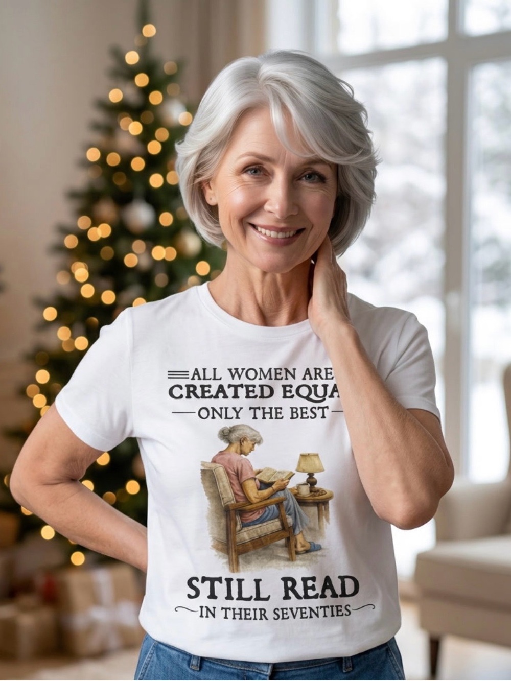 Gildan White Short Sleeve Tee with Reading Graphic